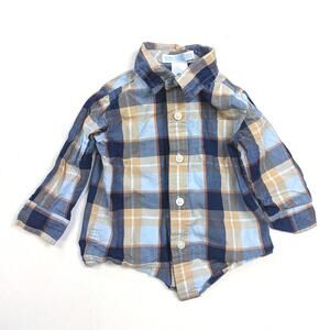 Janie and Jack Shirt Baby Boys Sz 3-6m Blue Plaid Button Down 2014 Collar